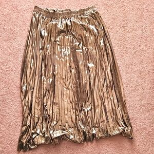Dynamite Metallic Gold Pleated Skirt